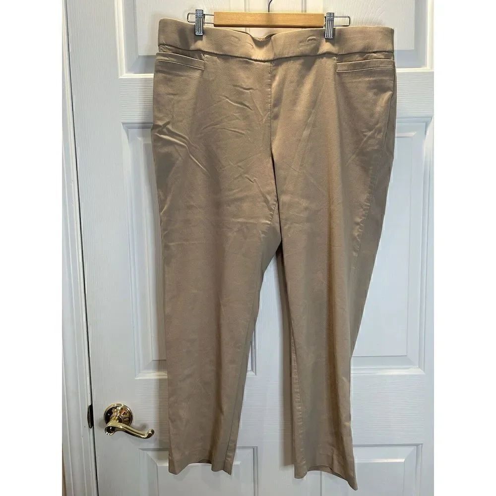 Studio Works Women's size 18 WS Pants Beige Pull-On Waistband Pockets